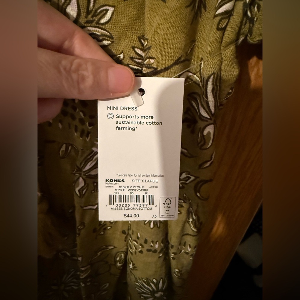 Sonoma Sage Green Floral Print Dress - Picture 3 of 8
